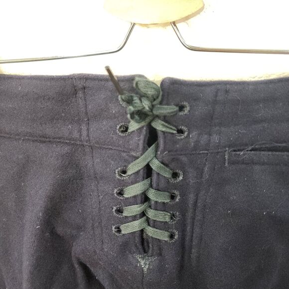 WWII Navy Sailor Pants 29x28 Seafarer Vintage Blue Wool Cracker Jack Button - Picture 9 of 11